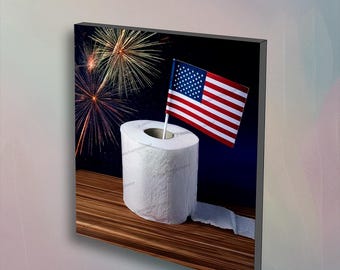 4th of July, roll of Toilet Paper Wall Art, Bathroom Photography Wall Art
