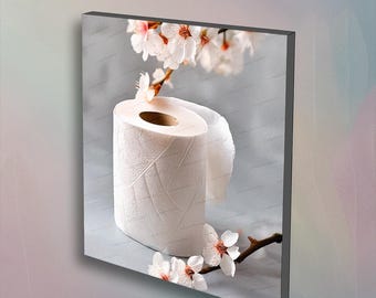 Spring theme. Bathroom Photography Wall Art with toilet paper theme for bathroom