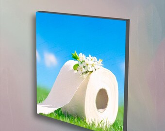 White Flowers theme roll of Toilet Paper, Bathroom Photography Wall Art with humor