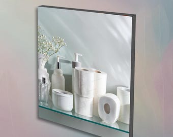 Porcelain and White Toilet Paper Wall Art, Bathroom Photography Wall Art
