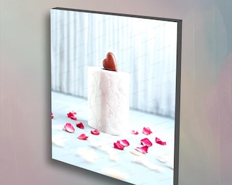 Valentine's Day, Bathroom Photography Wall Art with toilet paper theme for bathroom