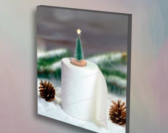 Christmas Tree, Bathroom Photography Wall Art with toilet paper theme for bathroom
