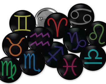 Lot Pack Badge Button Ø38mm Constellation Zodiaque Signe Astrologique