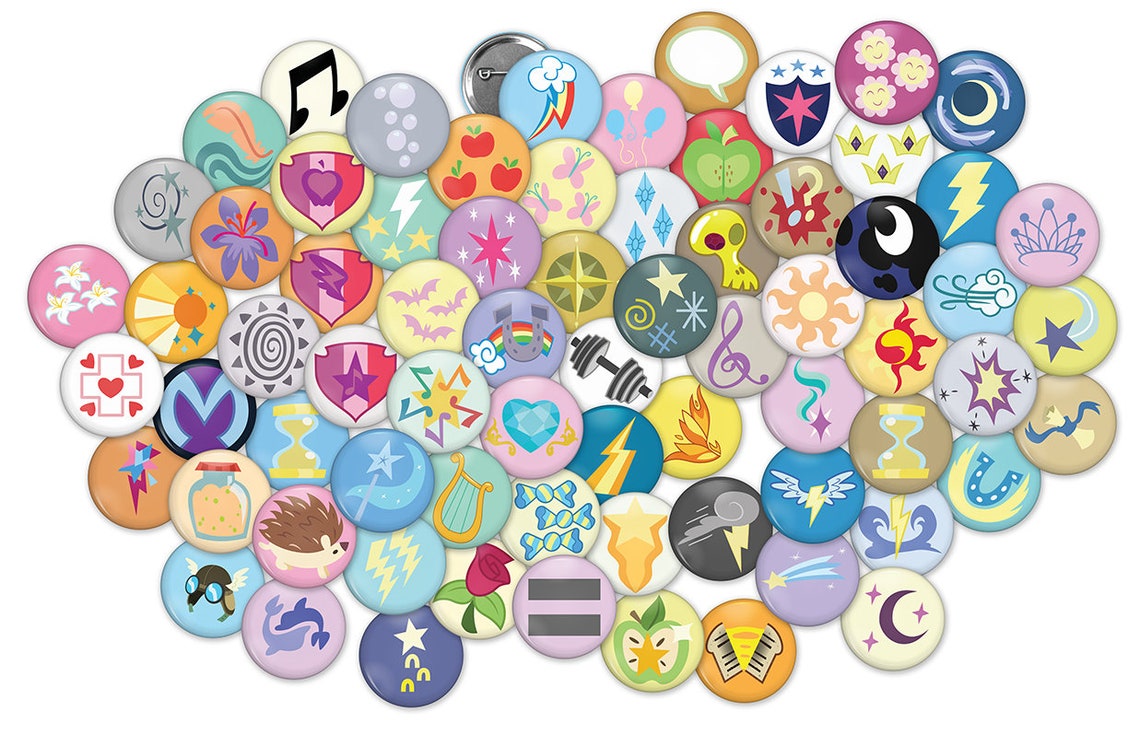 MLP FiM Cutie Mark Buttons Three Sizes Etsy