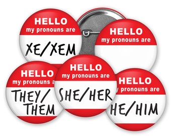 Seconds Sale! Pronoun Buttons (10 Pack) - Large