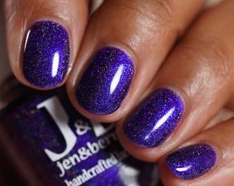 This is Why We Brought You Back - Jen & Berries indie nail polish, Buffy inspired purple w/ holographic microflakes and blue-violet shimmer