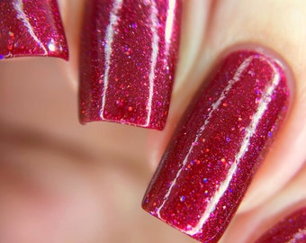 That's mrs. claws to you - a scarlet red, holographic indie nail polish from jen & berries' - winter wanderland