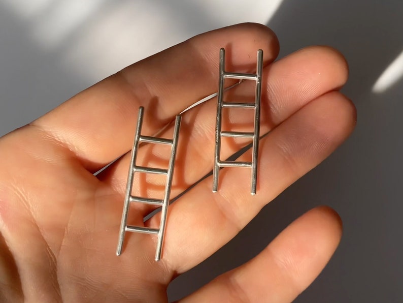 Ladder Earrings // Sterling Silver image 5