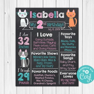 ANY AGE - Purr-fect Kitty Cat Chalkboard Poster Milestone Chart Printable 20x30, 16x20, 11x14, 8x10, & A1-A5 Digital Download Edit Editable