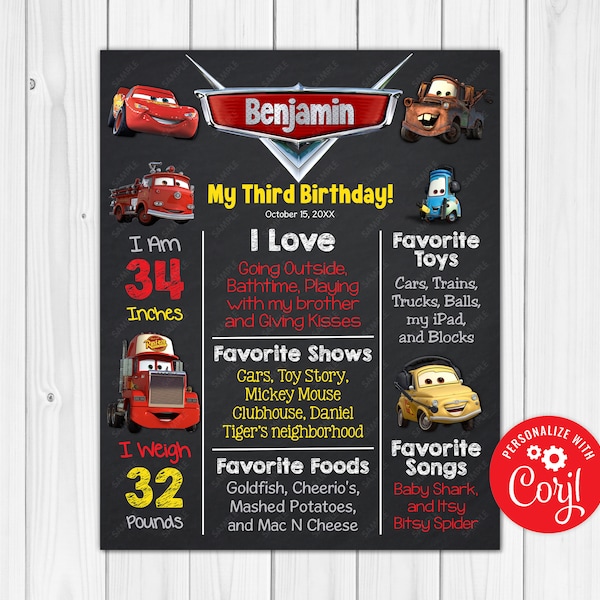 ANY AGE - Editable - Car Chalkboard Poster Milestone Chart - Printable 20x30 18x24 16x20 11x14 8x10 A1 A2 A3 A4 A5 Digital Download