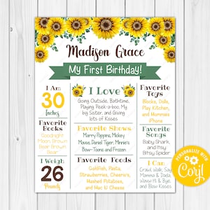 ANY AGE - Sunflower - Sun Flower Chalkboard Poster Milestone Chart Printable - 18x24 16x20 11x14 8x10 - Photography Prop - Digital Download