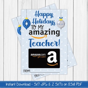Download instantâneo - Presente de Natal da Amazon - IMPRIMÍVEL - Boas festas para meu professor incrível - Cartão-presente de agradecimento - Arquivo digital - Faça você mesmo