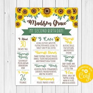 ANY AGE - Sunflower - Sun Flower Chalkboard Poster Milestone Chart Printable - 16x20 - 11x14 - 8x10 - Photography Prop - Digital Download
