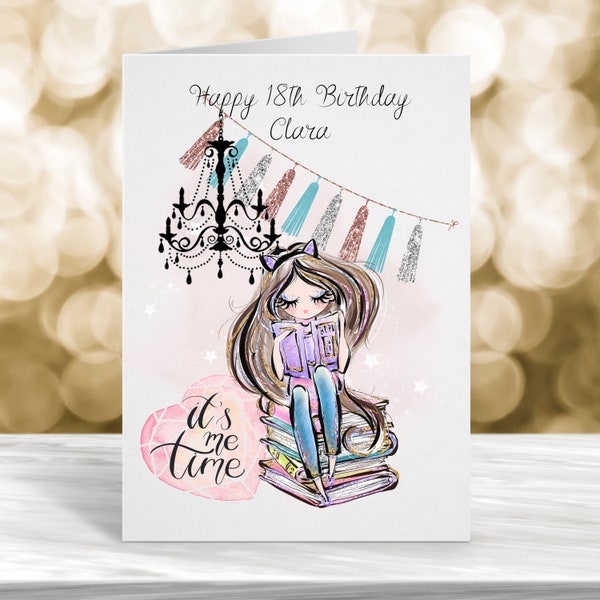 Personalised 18th Birthday Card, 17th Birthday Card, 16th Birthday Card, 15th Birthday Card, 14th Birthday Card, Bookworm Birthday Card