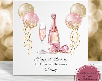 Personalised 18th Birthday Card, Prosecco Celebration Design
