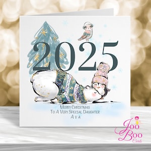 Carte de Noël personnalisée, carte de Noël de petite-fille, carte de Noël de petit-fils, carte de Noël 2025, carte de Noël personnalisée