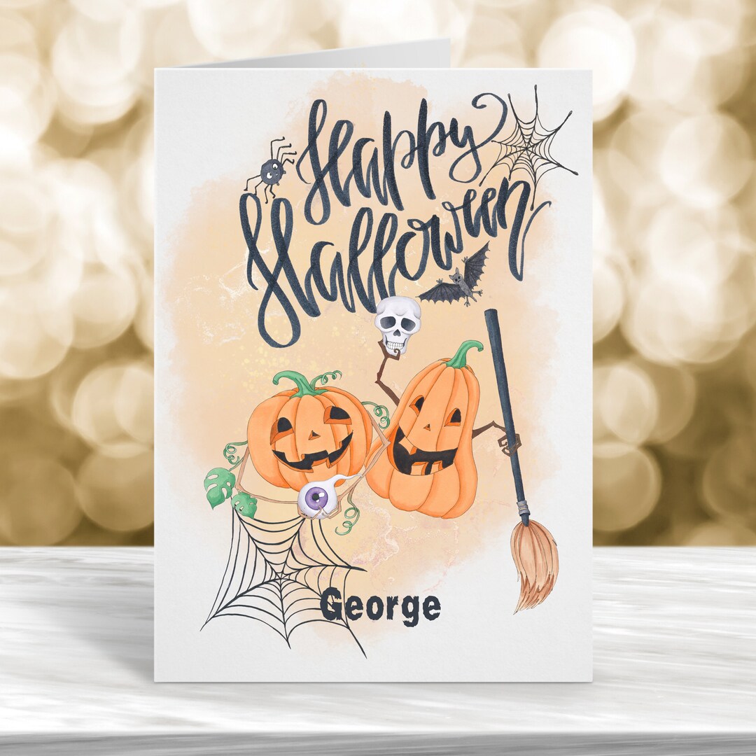 Halloween Card Happy Halloween Card Cute Halloween Card Etsy UK