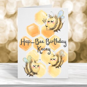 Carte d'anniversaire personnalisée, carte d'anniversaire personnalisée abeille, carte d'anniversaire, carte pour elle carte d'anniversaire joyeux anniversaire