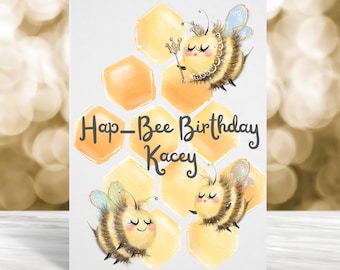 Carte d'anniversaire personnalisée, carte d'anniversaire personnalisée abeille, carte d'anniversaire, carte pour elle carte d'anniversaire joyeux anniversaire