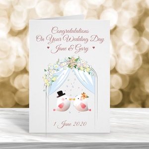 Tarjeta personalizada del día de la boda, Felicitaciones por el día de su boda, Linda tarjeta de boda