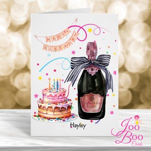 Personalisierte Geburtstagskarte, Geburtstagskarte, Freund Geburtstagskarte, Prosecco & Kuchen, personalisierte Geburtstagskarte