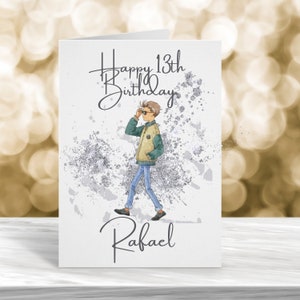 Carte personnalisée de 13e anniversaire, 13e anniversaire, carte personnalisée de garçon, carte personnalisée de fils, 14e, 15e, 16e anniversaire