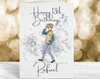 Personalised 13th Birthday Card, Thirteenth Birthday Card, Personalised Boy Card, Personalised Son Card, 14th, 15th, 16th Birthday