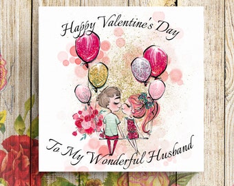 Husband Valentines Card, Valentines Card for Husband, Cute Valentines Card, Valentine Card for Him, Happy Valentines, Valentines Day Card