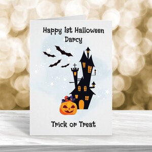 Biglietto personalizzato di Happy Halloween, biglietto di Halloween, biglietto di Halloween carino, biglietto di dolcetto o scherzetto, biglietto per Halloween, felice primo Halloween
