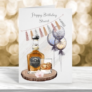 Carte d'anniversaire personnalisée, carte pour lui, carte d'anniversaire de fils, carte d'anniversaire de petit-fils, carte d'anniversaire de papa, carte d'anniversaire de Jack Daniels
