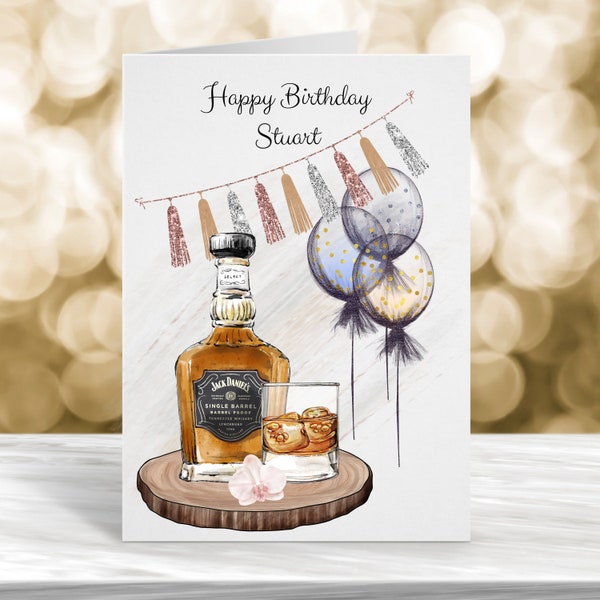 Personalised Birthday Card, Card For Him, Son Birthday Card, Grandson Birthday Card, Dad Birthday Card, Jack Daniels Birthday Card