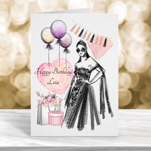Carte d'anniversaire personnalisée, carte d'anniversaire 18 ans, carte d'anniversaire 21 ans, carte d'anniversaire 30 ans, carte pour elle,