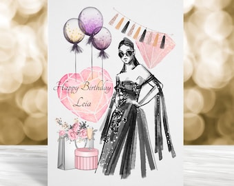 Personalised Birthday Card, 18th Birthday Card, 21st Birthday Card, 30th Birthday Card, Card For Her,