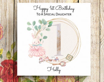 Personalised 1st Birthday Card, 1st Birthday Card, First Birthday Card, Daughter Birthday Card, Granddaughter Birthday Card