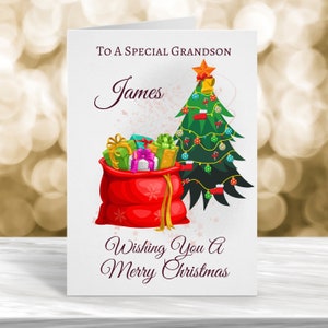 Tarjeta de Navidad personalizada, Tarjeta de Navidad especial para nieto, Tarjeta de Navidad especial para nieta