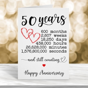 Biglietto per il 50° anniversario di matrimonio, Biglietto per il 50° anniversario, Biglietto per il 50° anniversario, Biglietto per l'anniversario di matrimonio, Anniversario di nozze d'oro