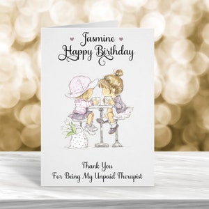 Cartão de aniversário personalizado, cartão de aniversário do melhor amigo, cartão de aniversário do melhor amigo, obrigado por ser meu cartão de terapeuta não remunerado, cartão fofo