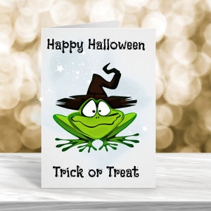 Biglietto Happy Halloween, Biglietto Halloween, Biglietto Halloween carino, Biglietto Dolcetto o Scherzetto, Biglietto per Halloween, Biglietto Rana, Biglietto Eva di Tutti i Santi