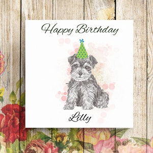 Carte d'anniversaire personnalisée Schnauzer nain, carte d'anniversaire personnalisée, carte personnalisée chien, carte Schnauzer