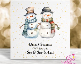 Son & Son-in-Law Christmas Card, Special Couple Snowmen
