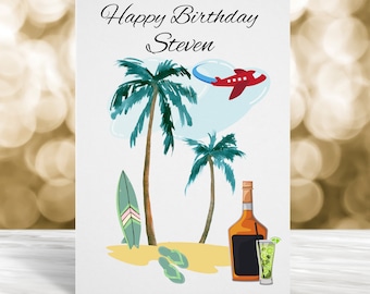 Personalised Birthday Card for Surfer, Birthday Card for Surfer, Surfing Birthday Card, Surfer Card