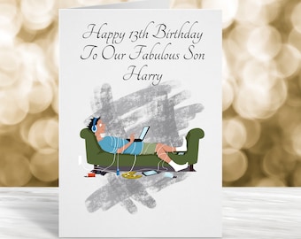 Personalised 13th Birthday, Thirteenth Birthday Card, Fabulous Son Card, Grandson, Nephew, Any Age Card