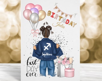 Sagittarius Birthday Card, Personalised Birthday Card, Zodiac Birthday Card, Astrology Birthday Card, November Birthday Card, December Card