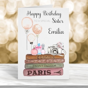 Carte d'anniversaire personnalisée pour soeur, carte d'anniversaire fille, carte d'anniversaire petite-fille, carte d'anniversaire maman, carte d'anniversaire amie spéciale