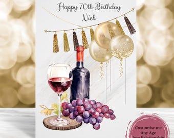 Personalised Birthday Card, Card For Him, Son Birthday Card, Grandson Birthday Card, Dad Birthday Card, Birthday Card for Wine Lover