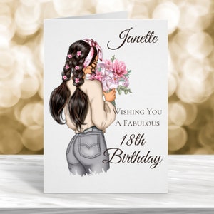 Carte personnalisée 18e anniversaire, carte 21e anniversaire, carte 30e anniversaire, carte 40e anniversaire, carte 16e anniversaire, jolie carte d'anniversaire de fille
