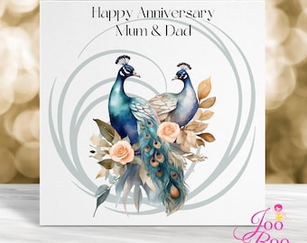 Mum & Dad Wedding Anniversary Card: Elegant Mum and Dad Anniversary Card