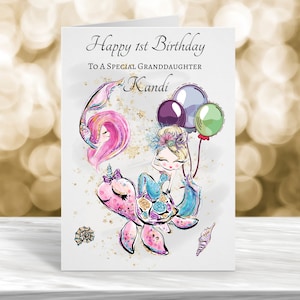 Carte personnalisée 1er anniversaire, 2e anniversaire, 3e anniversaire, carte d'anniversaire d'âge d'enfant, carte d'anniversaire d'enfant, carte d'anniversaire de sirène