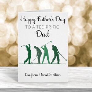 Gepersonaliseerde Vaderdagkaart, Fijne Vaderdag, Vaderdagkaart, Tee-riffic Dad, Daddy Card, Golf Dad, Dad/Daddy/Pop/Papa