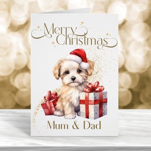 Biglietto di Natale per mamma e papà, biglietto di Natale personalizzato, biglietto di Natale per amico speciale, biglietto di Natale per amante dei cani, biglietto di Natale per cane,